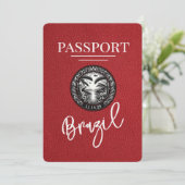 Roter Brasilien Reisepass Save The Date (Stehend Vorderseite)