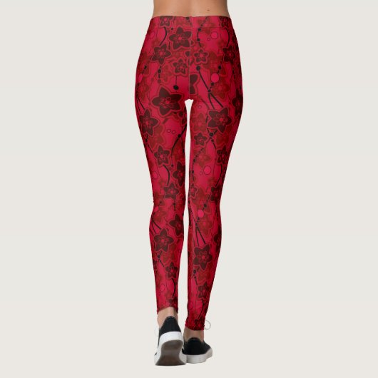 Roter brauner, rustikaler Modedesign Retro Leggings (Rückseite)