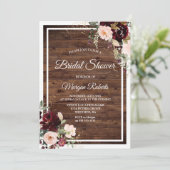 Roter Brautparty Roter Wein Rustikal Einladung (Stehend Vorderseite)