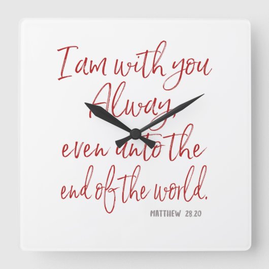 Roter Brief Jesus Versprechen - Er ist mit dir Sch Quadratische Wanduhr (Vorderseite)