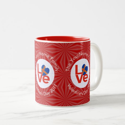 Roter Brief-LIEBE der Åland-Inseln Personalisiert Zweifarbige Tasse (VorderseiteRechts)