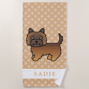Roter Brindle Cairn Terrier Hund & Benutzerdefinie Strandtuch
