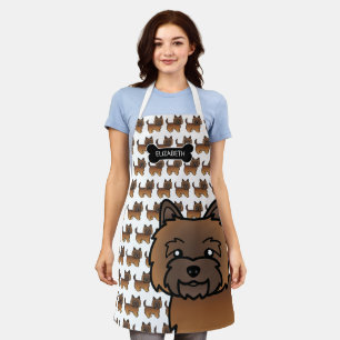 Roter Brindle Cairn Terrier Süßer Cartoon-Hund & N Schürze