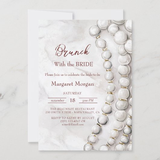 Roter Brunch mit Bride Einladung (Vorderseite)