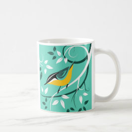 Roter Brustkern auf Aquamarin Kaffeetasse