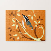 Roter Brustkern auf stilisierten Zweigen Puzzle (Horizontal)