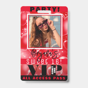 Roter Bubble-Hearts-Geburtstagsfeier-VIP-Pass-Abze Ausweis