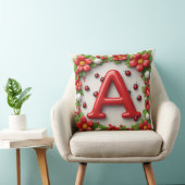🐞 Roter Buchstabe A mit Marienkäfern Mohnblumen Kissen (Stuhl )