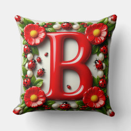 🐞 Roter Buchstaben Namensschild Marienkäfer Mohnb Kissen