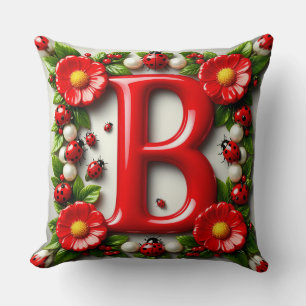 🐞 Roter Buchstaben Namensschild Marienkäfer Mohnb Kissen