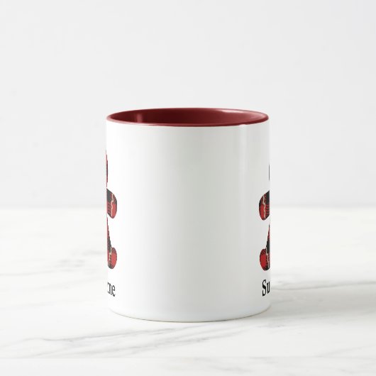 Roter Buffalo Kariert Gingerbrot Man Monogram-Kaff Tasse (Zentrum)