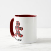 Roter Buffalo Kariert Gingerbrot Man Monogram-Kaff Tasse (Vorderseite Links)