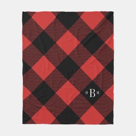 Roter Buffalo-Karo mit drei Buchstaben Fleecedecke (Vorderseite)