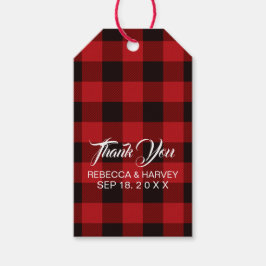 Roter Büffel kariert rustikale Winterhochzeit Gefa Geschenkanhänger