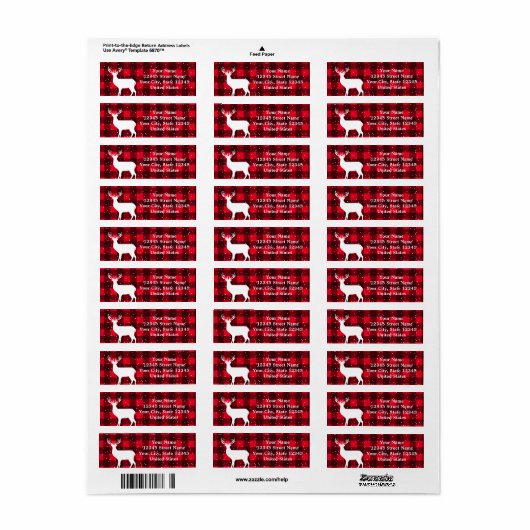 Roter Büffel karierte Hirsche Weihnachten Rücksend (Vorne)