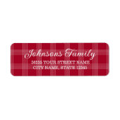 Roter Büffel karierte Rücksendeadressen-Aufkleber (Vorne)