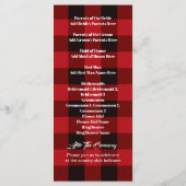 Roter Büffel karierte rustikale Winterhochzeiten Programm (Rückseite)