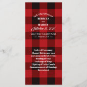 Roter Büffel karierte rustikale Winterhochzeiten Programm (Vorderseite)