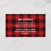 Roter Büffel karierte rustikale Winterhochzeitrich Begleitkarte (Vorderseite)