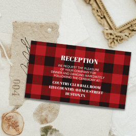 Roter Büffel karierte rustikale Winterhochzeitrich Begleitkarte