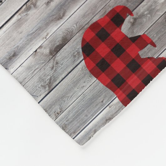 Roter Büffel karierter Bär aus rustikalem Wald Fleecedecke (Ecke)