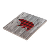 Roter Büffel karierter Bär aus rustikalem Wald Fliese (Seite)