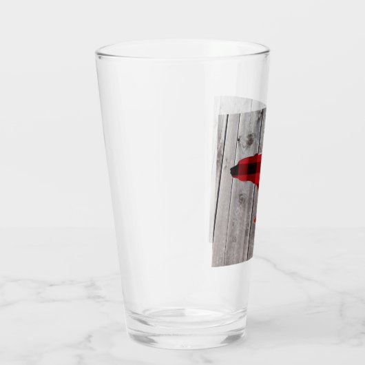 Roter Büffel karierter Bär aus rustikalem Wald Glas (Rechts)