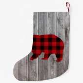 Roter Büffel karierter Bär aus rustikalem Wald Kleiner Weihnachtsstrumpf (Rückseite)