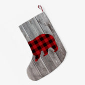 Roter Büffel karierter Bär aus rustikalem Wald Kleiner Weihnachtsstrumpf (Rückseite (Hängend))