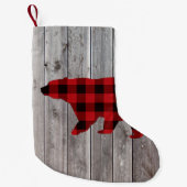 Roter Büffel karierter Bär aus rustikalem Wald Kleiner Weihnachtsstrumpf (Vorderseite)