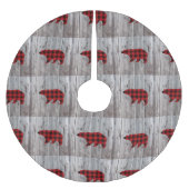 Roter Büffel karierter Bär aus rustikalem Wald Polyester Weihnachtsbaumdecke (Vorderseite)