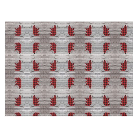 Roter Büffel karierter Bär aus rustikalem Wald Tischdecke (Vorderseite (Horizontal))