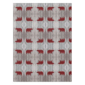 Roter Büffel karierter Bär aus rustikalem Wald Tischdecke (Vorderseite)