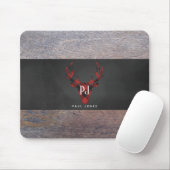 Roter Büffel-karierter Monogramm-Rotwild-Kopf Mousepad (Mit Mouse)