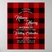 Roter Büffel karierter rustikaler Winterhochzeitse Poster (Vorne)