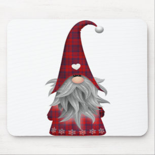 Roter Büffel-karierter WeihnachtsbauernhausGnome Mousepad