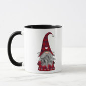 Roter Büffel-karierter WeihnachtsbauernhausGnome Tasse (Links)