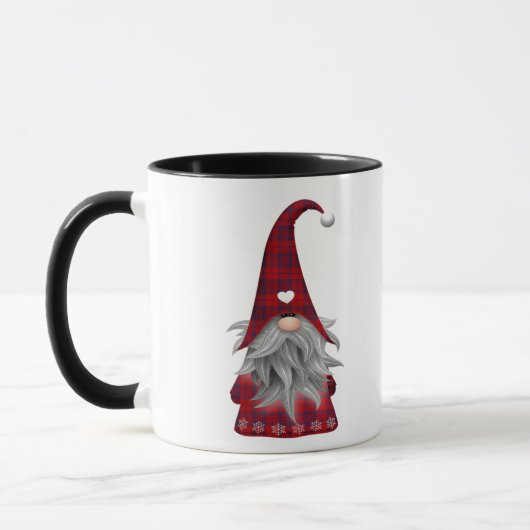 Roter Büffel-karierter WeihnachtsbauernhausGnome Tasse (Links)
