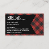 Roter Büffel-kariertes Monogramm Visitenkarte (Rückseite)