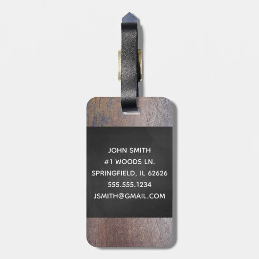 Roter Büffel-kariertes Rotwild-Kopf-Monogramm Gepäckanhänger (Rückseite vertikal)