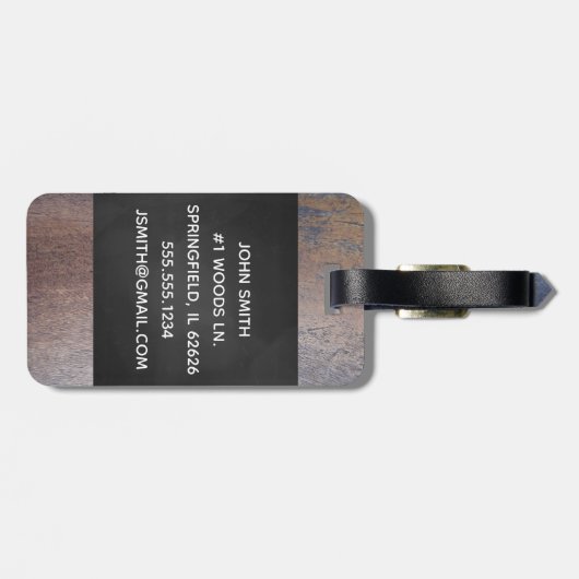 Roter Büffel-kariertes Rotwild-Kopf-Monogramm Gepäckanhänger (Rückseite horizontal)