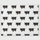 Roter Büffel-kariertes Schwein mit Schal Geschenkpapier (Flach)