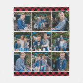 Roter Büffel-Karo-Fotocollage Fleecedecke (Vorderseite)
