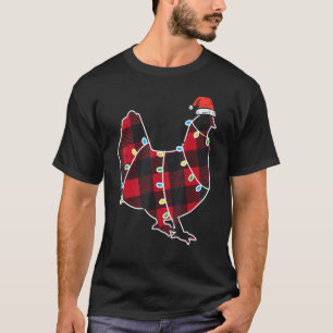 Roter Büffel-Karo-Hühnerbauer-Weihnachten-Landwirt T-Shirt