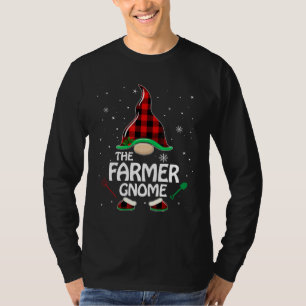 Roter Büffel-Karo passt zum Farmer-Gnom Weihnachte T-Shirt