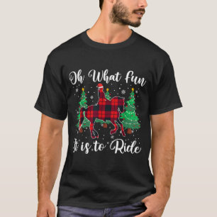 Roter Büffel-Karo-Pferd Oh Was Für Ein Spaß Es Ist T-Shirt
