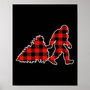 Roter Büffel-Karo-Pyjama-Bigfoot-Weihnachten Poster