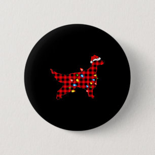 Roter Büffel-Karo-Santa-Irish-Setter-Hund-Weihnach Button