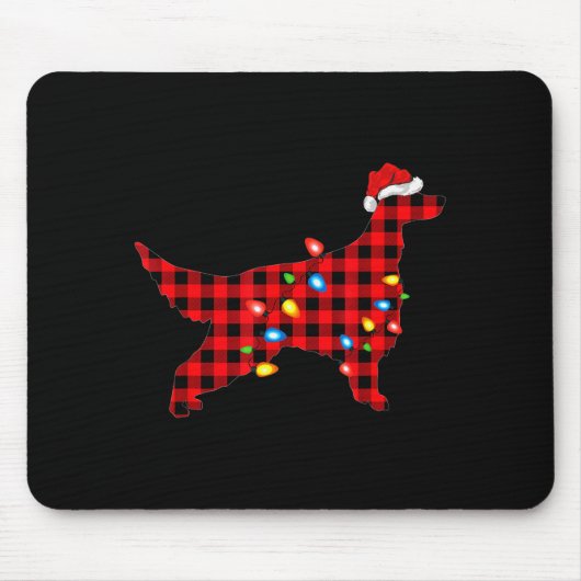 Roter Büffel-Karo-Santa-Irish-Setter-Hund-Weihnach Mousepad (Vorne)