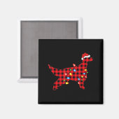 Roter Büffel-Karo-Weihnachtsmann Irischer Setter H Magnet (Vorderseite/Rückseite)